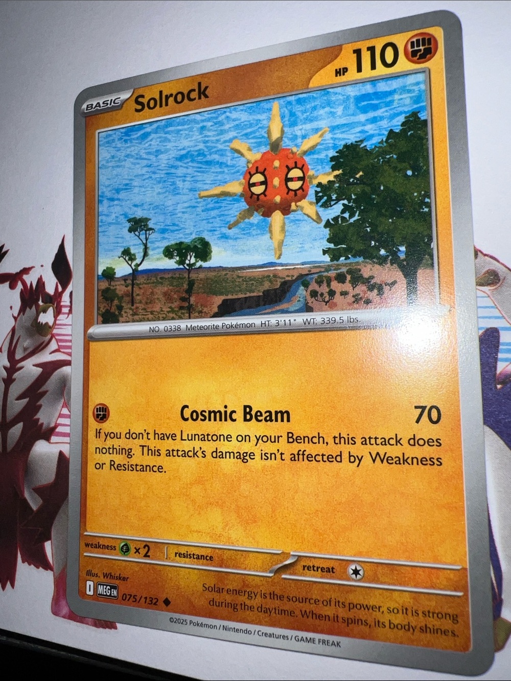 Pokemon Solrock Card - Yellow, Orange, Blue Artwork